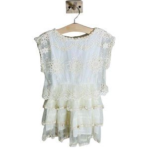 Lace Girls Dress M.L. Kids Size 6T Soft Romantic Ivory Lace Embellished NEW